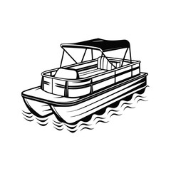 Black and white pontoon boat silhouette on water deck boat watercraft