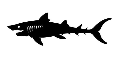 Skeleton Shark Silhouette Vector – Fierce Bone Structure Sea Monster Design