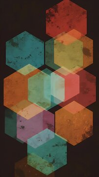 Abstract Hexagon Pattern with Geometric Design on Dark Background