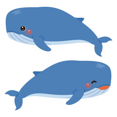 クジラの横向きイラストセット