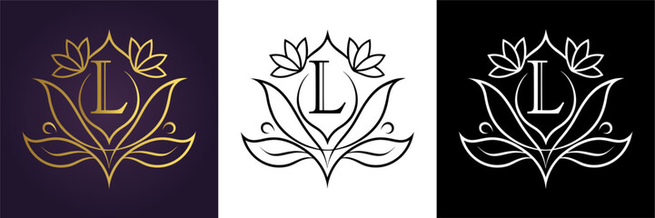 Letter L Luxury Floral Monogram Logo Template (19)