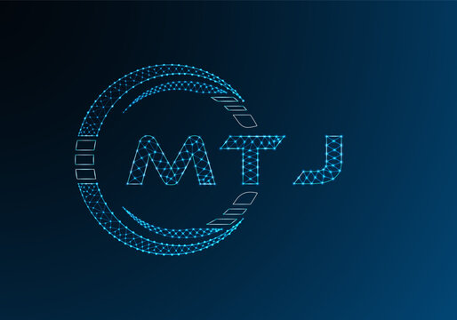 MTJ low poly letter logo vector design. MTJ lower poly logo design. Low poly logo.