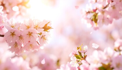 Fototapeta premium Delicate pink cherry blossoms in sunlight