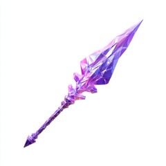 Crystalline Purple Pink Fantasy Spear with Faceted Head and Slender Shaft