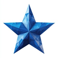Obraz premium Faceted Blue Star on White Background