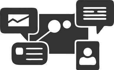 Social media icon set with communication and web elements in vector design