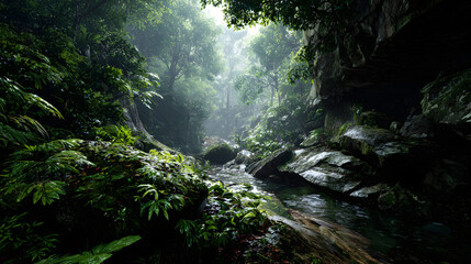 Lush Rainforest Stream