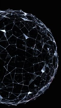 Abstract Plexus Sphere Network On Black Background Digital Technology