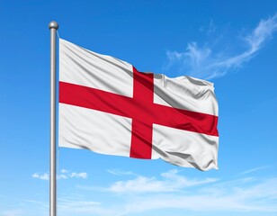 青空の背景にイングランドの国旗