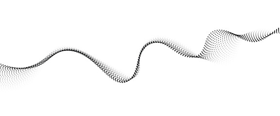 Flowing Dot Wave halftone gradient pattern on transparent background	
