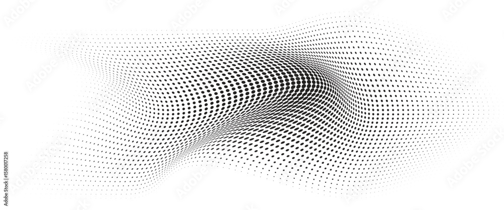Aufkleber flowing wave dot halftone pattern: curve gradient shape on transparent background. suitable for ai, 