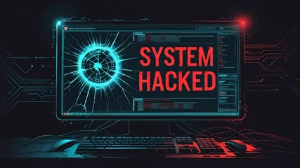 Video alert: system compromised due to potential cyber virus attack detected. Immediate action needed to prevent data breach, system failure, or unauthorized access - Powered by Adobe