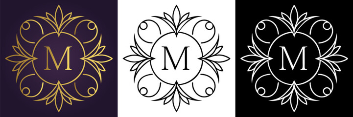 Letter M Luxury Floral Monogram Logo Template (14)