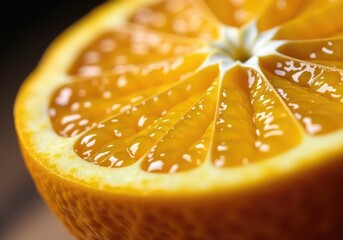 Juicy orange slice showing its texture and freshness