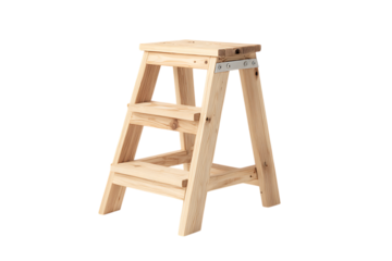 Simple wooden step stool isolated on black background