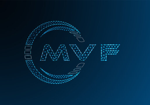 MVF low poly letter logo vector design. MVF lower poly logo design. Low poly logo.