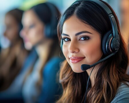 Hispanic women customer service managers overseeing call center operations guiding representatives and resolving complex customer complaints demonstrating professional leadership and management skills