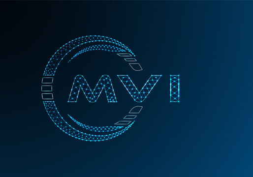 MVI low poly letter logo vector design. MVI lower poly logo design. Low poly logo.