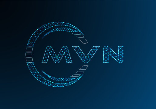 MVN low poly letter logo vector design. MVN lower poly logo design. Low poly logo.