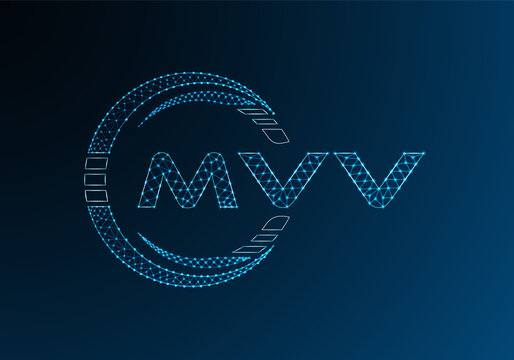 MVV low poly letter logo vector design. MVV lower poly logo design. Low poly logo.