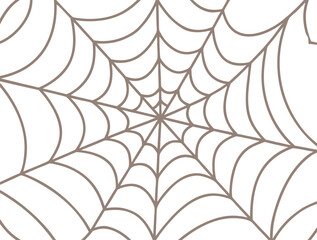 Seamless Halloween-themed pattern with purple spiders on detailed spiderwebs over a white background. Ideal for spooky decorations, holiday packaging, party invitations, and festive crafts.