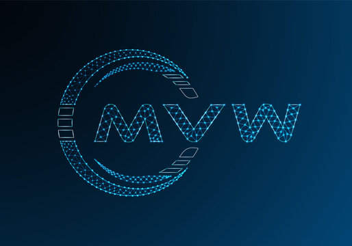 MVW low poly letter logo vector design. MVW lower poly logo design. Low poly logo.