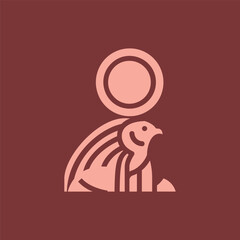 illustration of egyptian falcon sun disc icon