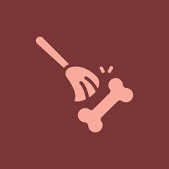 broom bone cleaning icon illustration