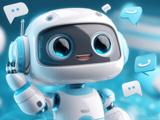 Engaging robot communication event digital space illustration futuristic environment close-up viewpoint advancements in ai technology