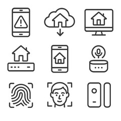 Security app home mobile vector icon cloud face fingerprint smart command alert