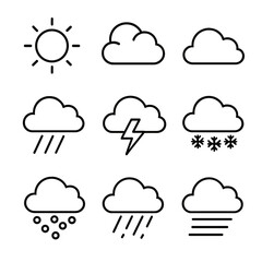 Hail mist sky icon thunderstorm vector cloudy partly drizzle grid weather overcast
