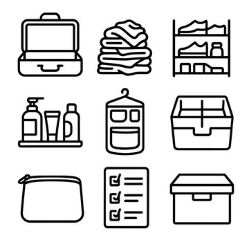 Packed empty unpacking shoe set divider pile vector icon box drawer shelf