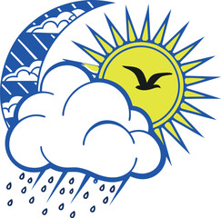 Rainy weather icon symbols logos on transparent background
