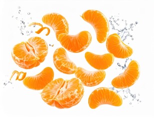 Fresh Orange Slices Splashing in Water with Juicy Flavor Burst