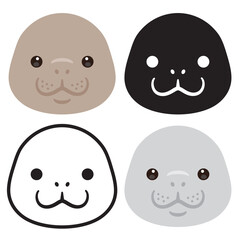 ジュゴンの顔アイコンセット