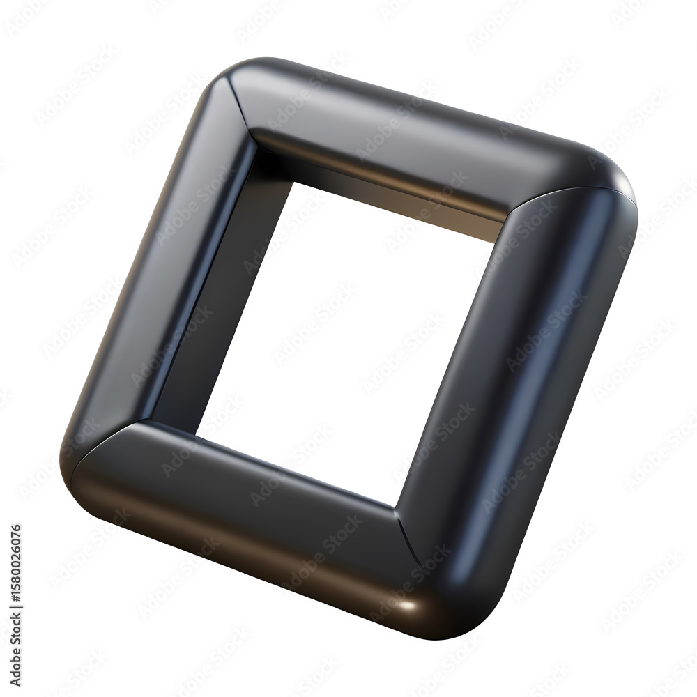 Fototapete 3D Rendered Square Frame with Rounded Edges on a Checkered Transparent Background