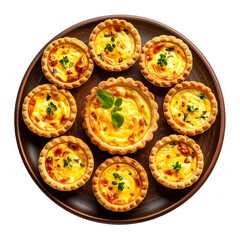 French Style Mini Quiches on trasparent Background