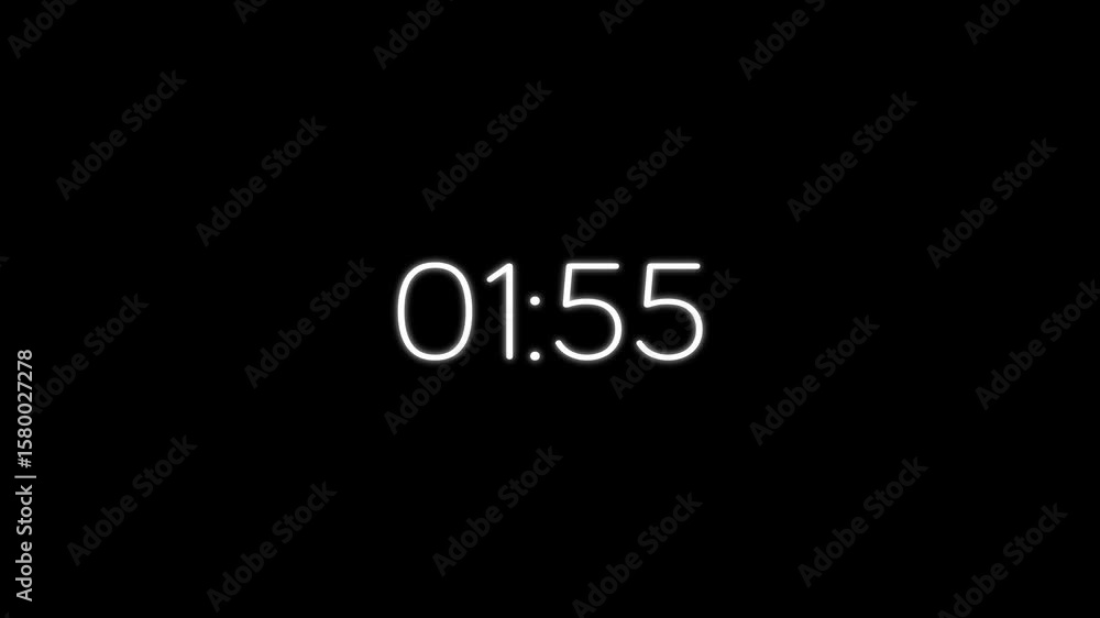Poster two minute countdown animation on a transparent background, 120 minute countdown animation.
