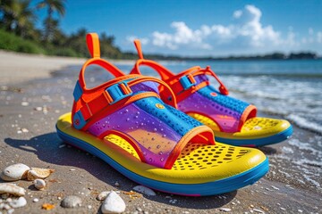 Obraz premium Vibrant Water Shoes for Sunny Beach Adventures