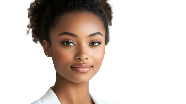 Stock photo of professional african american woman in business attire for corporate headshot portrait 100 isolated on transparent background