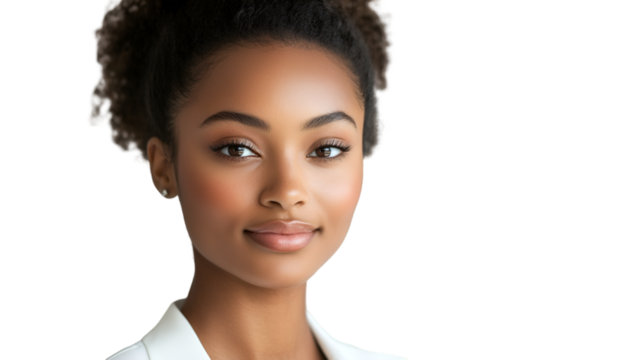 Stock photo of professional african american woman in business attire for corporate headshot portrait 100 isolated on transparent background