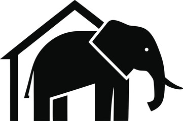 Vector illustration of cute animal silhouettes including a dog, cat, and house, perfect for fun and wild design