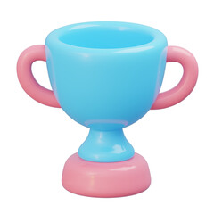 Light blue trophy with pink handles and base
