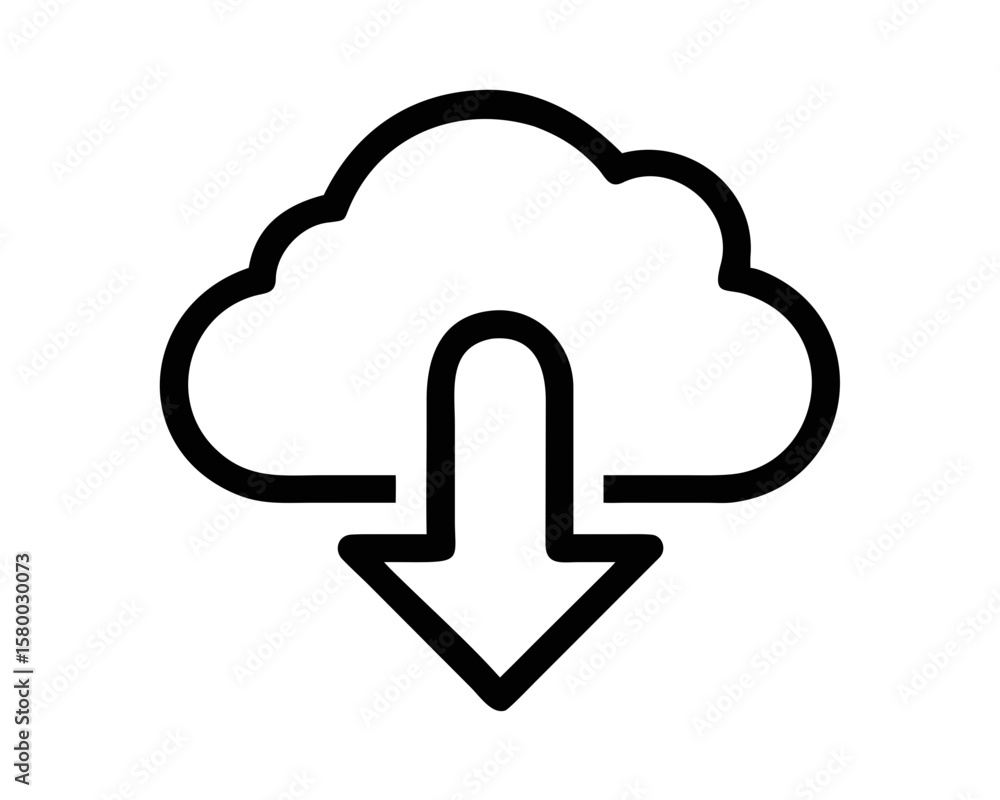 Poster minimalist cloud download vector design with arrow symbolizing data transfer