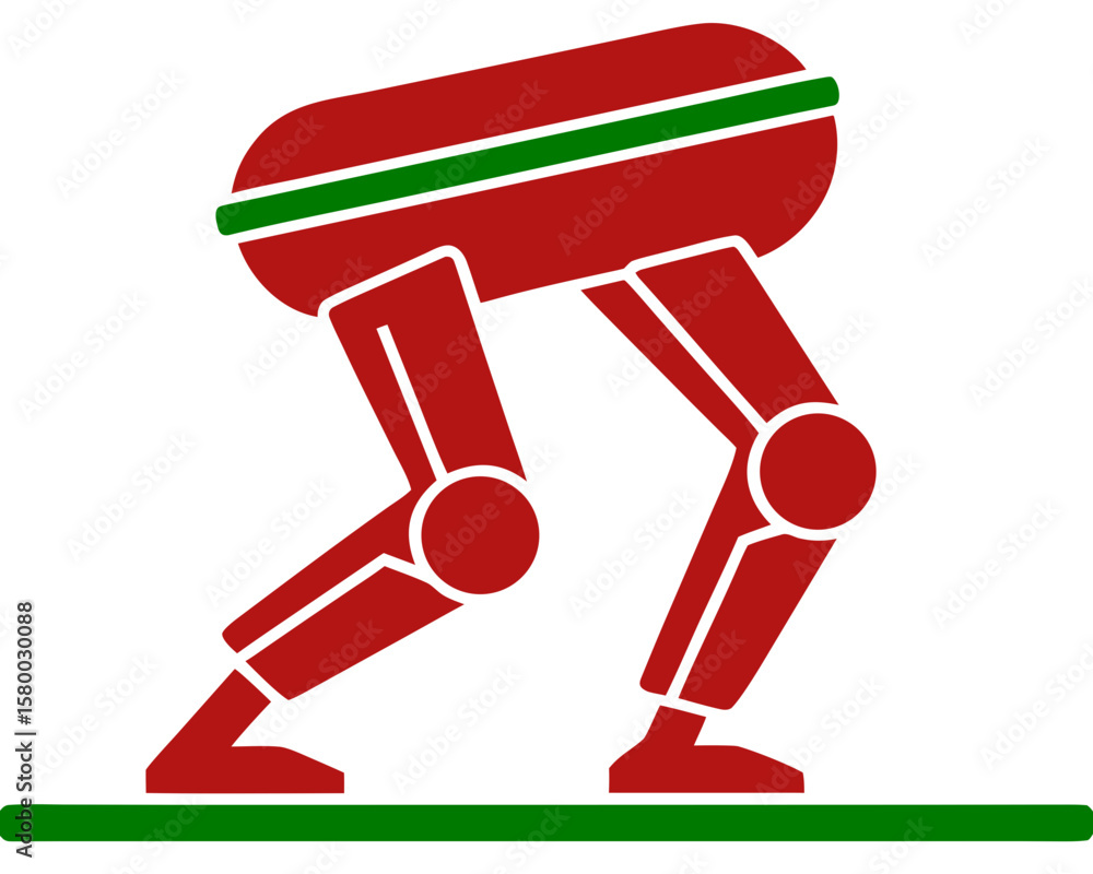 Poster abstract red and green geometric robot design on transparent background for design elements