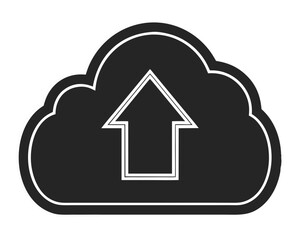 Clean cloud silhouette with upload arrow icon design for digital data transfer