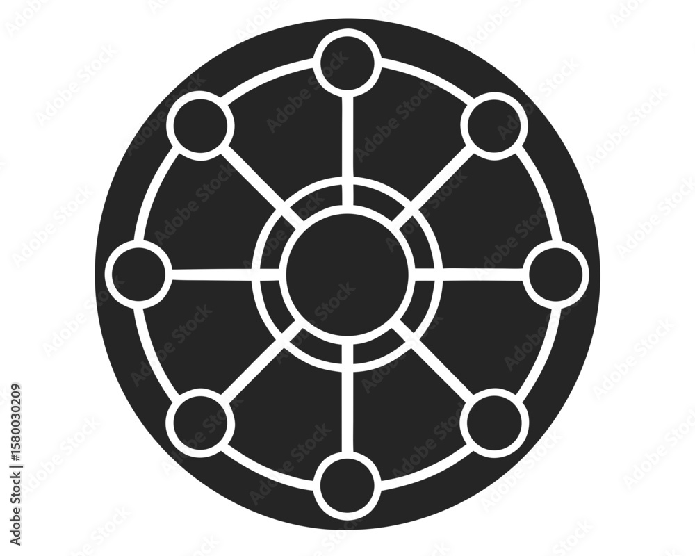Poster simple black circular network structure design on white background vector illustration