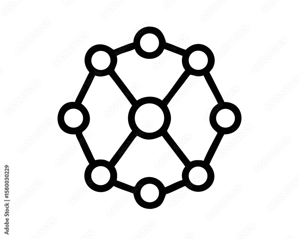 Poster simple circular network structure silhouette graphic on a white background vector design