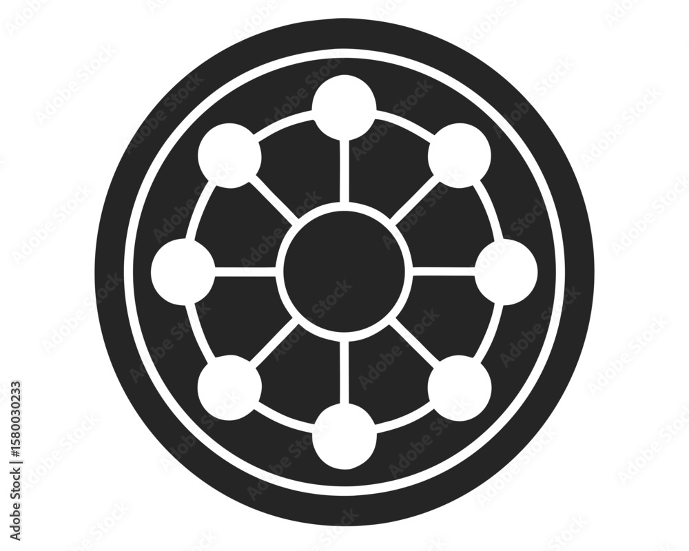 Poster simple circular network structure silhouette with transparent design elements