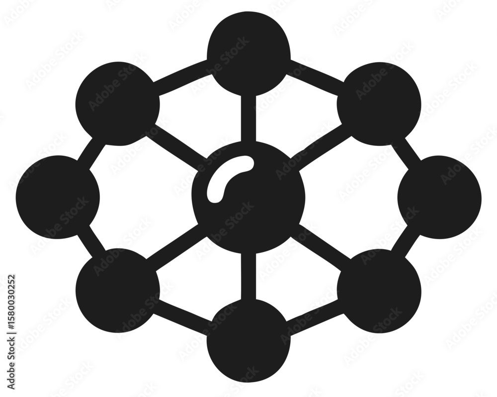 Poster simple circular silhouette design of network structure with interconnected nodes